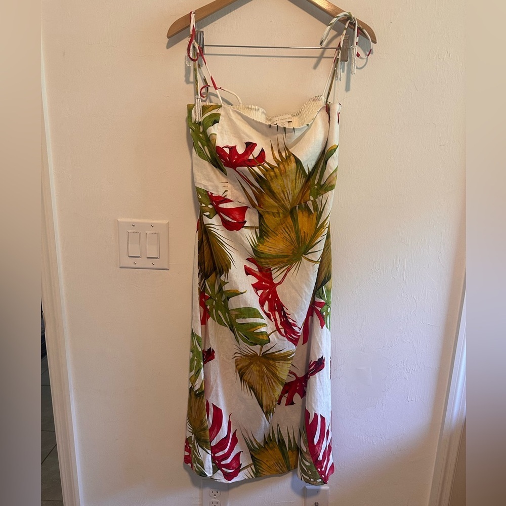 House Of Harlow 1960 Midi Dress Cut Out  Smocked Back Bead Tassels Sz L - Picture 2 of 8